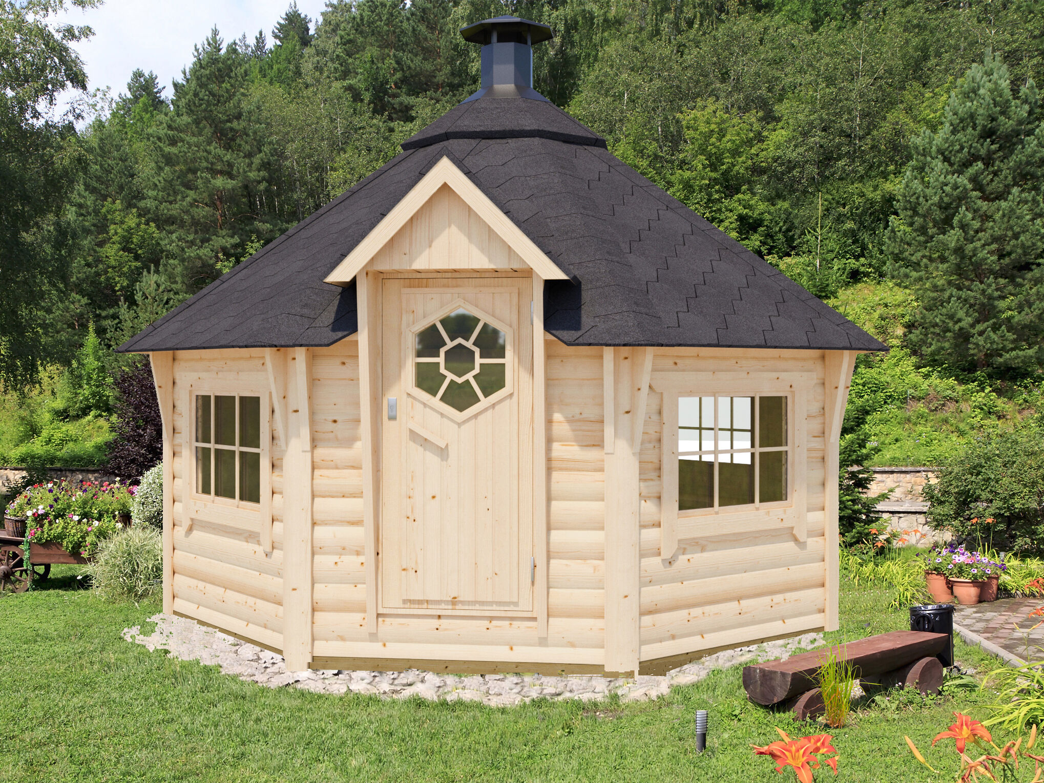 Rabatt: 26 % Fjordholz 8-Eck Grillkota Modell Lasse 12,0m² DeLu 16m² Unkategorisiert online kaufen