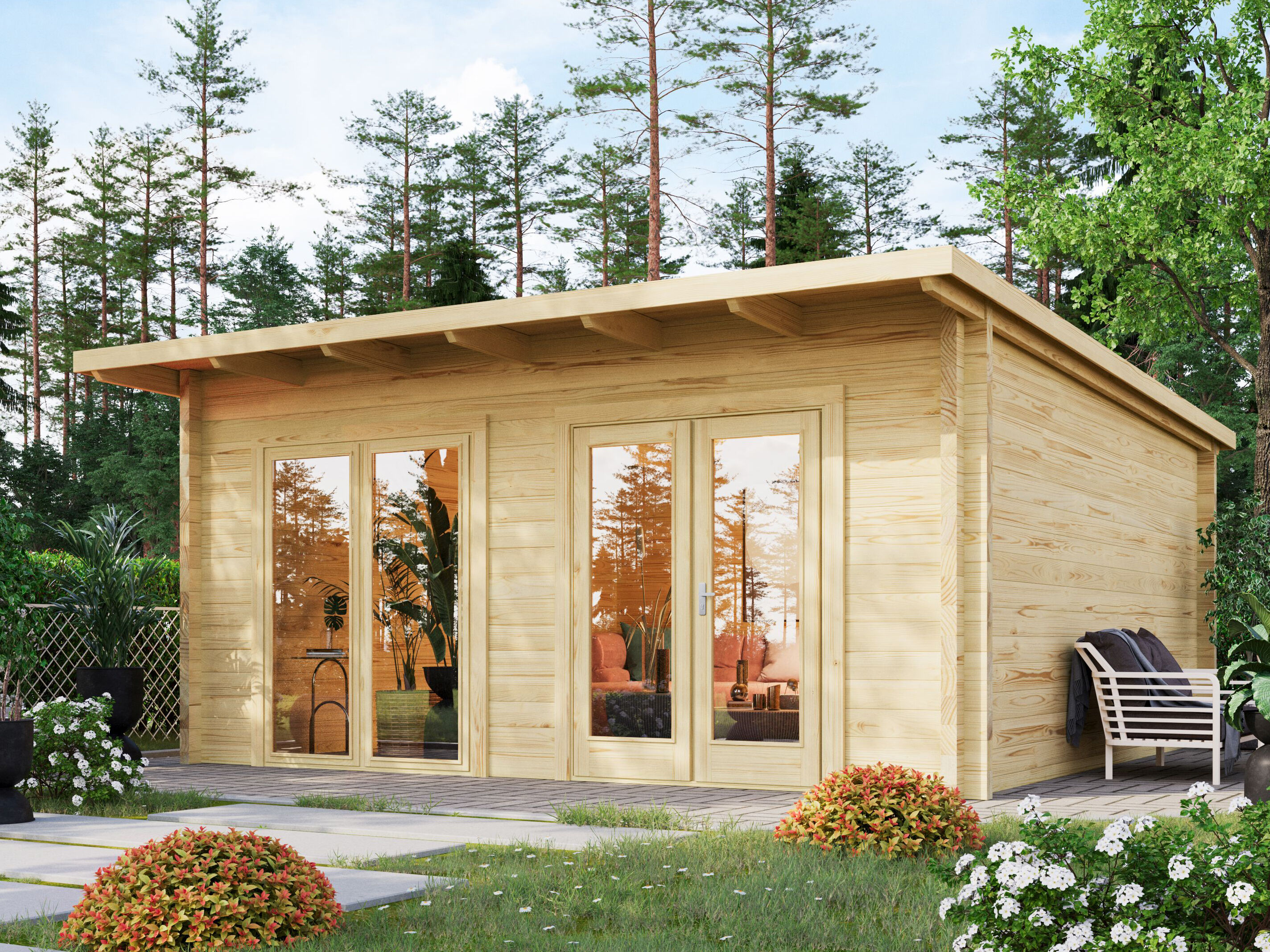 Rabatt: 26 % Fjordholz Holz-Hütte Modell Berlin 70 D Modern mit 25m² Unkategorisiert Produktbild