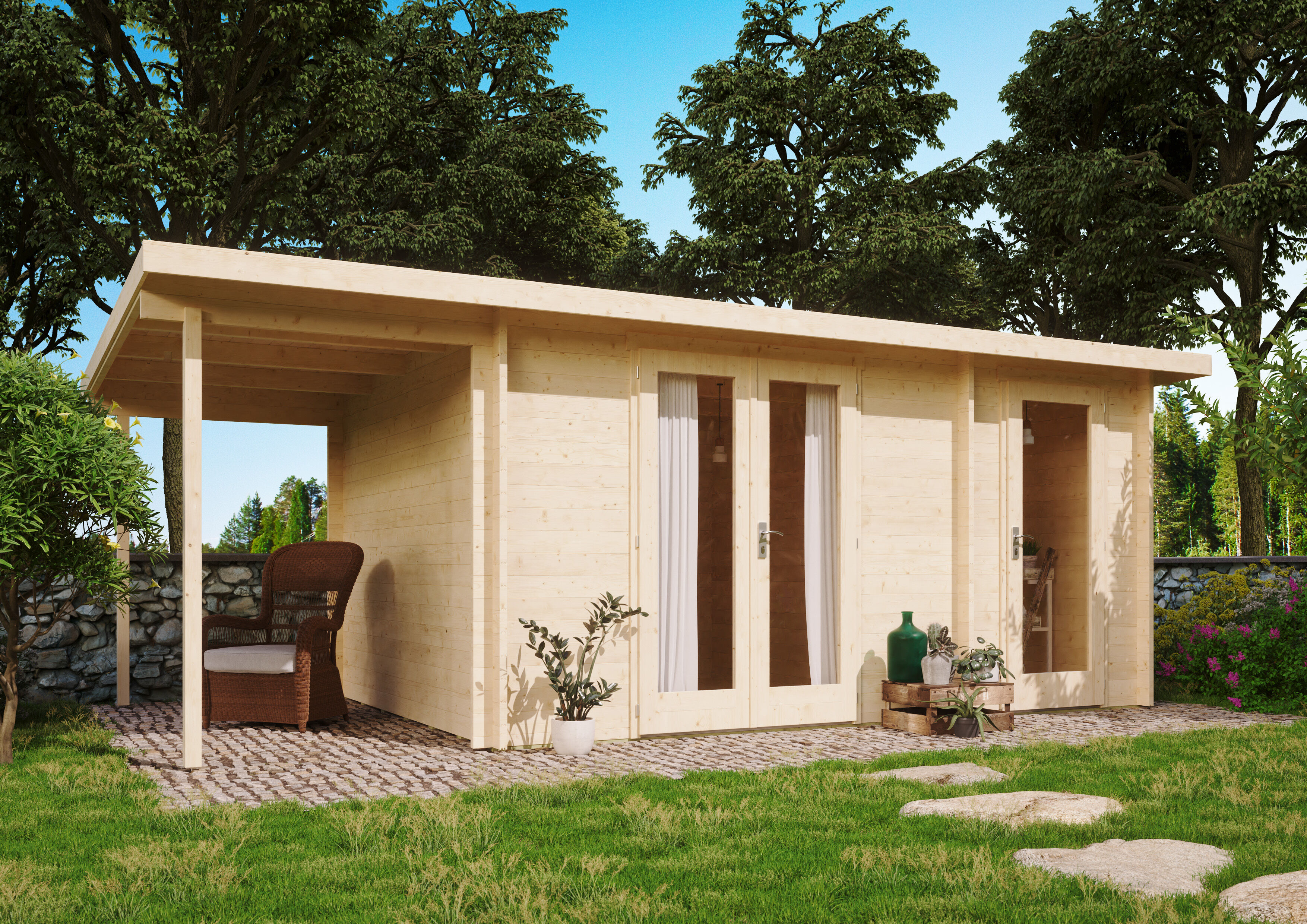 Rabatt: 26 % Fjordholz Holz-Hütte Modell Carin 44 C +SD 18m² Unkategorisiert online kaufen