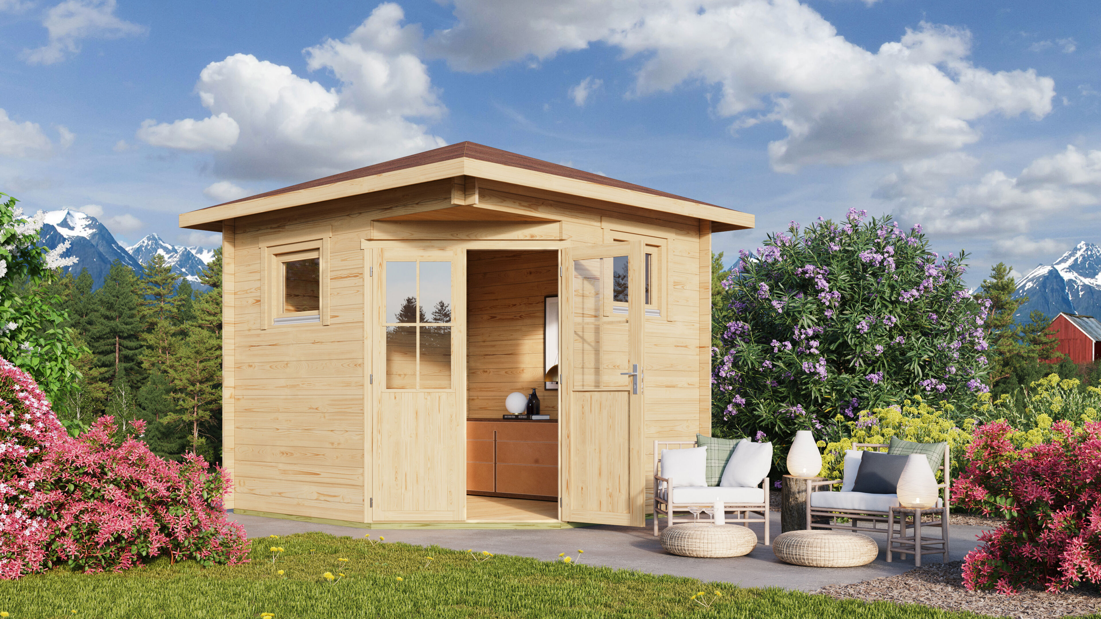 Rabatt: 26 % Fjordholz Holz-Hütte Modell Nelly 44 C 9m² Unkategorisiert online kaufen