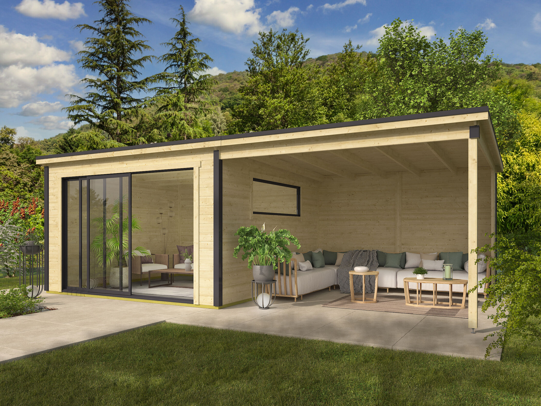 Rabatt: 26 % Fjordholz Holz-Hütte Modell Poel-2-mit-Anbau 16m² Unkategorisiert online kaufen