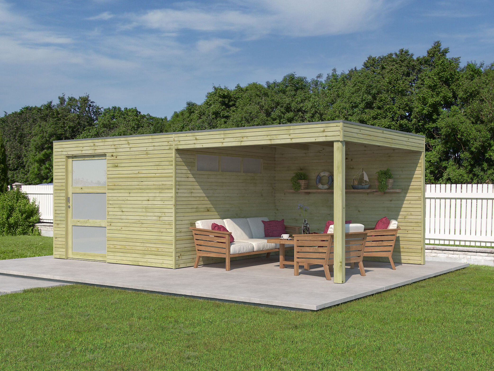 Rabatt: 26 % Holz-Hütte Modell QBS-Line 9,00 m² + 300 cm Anbau Unkategorisiert online kaufen Rabatt: 26 % Holz-Hütte Modell QBS-Line 9,00 m² + 300 cm Anbau Unkategorisiert online kaufen
