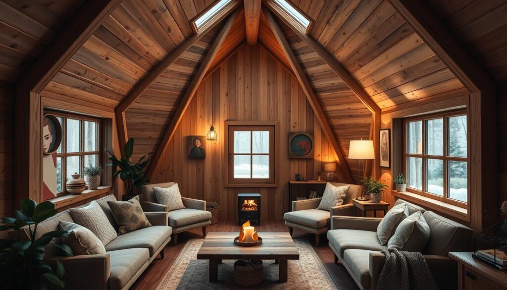 5-eckige Holzhütte Inneneinrichtung