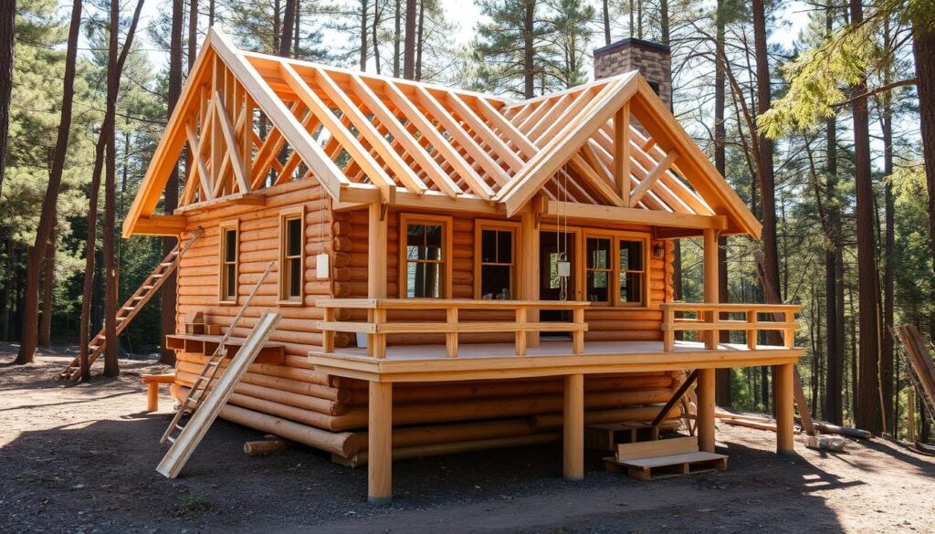 Aufbauprozess Holz-Hütten von Alpholz Aufbauprozess Holz-Hütten von Alpholz