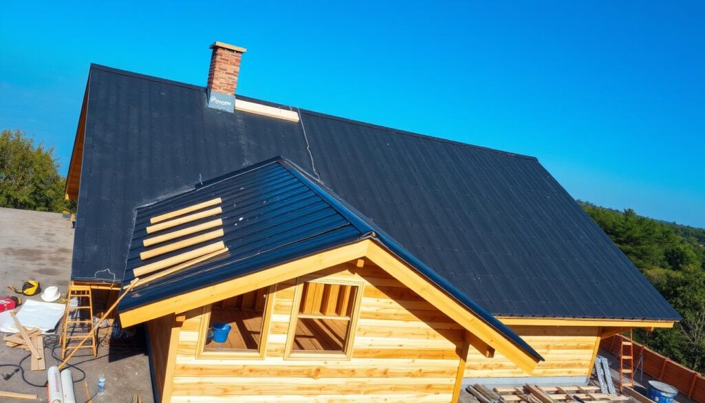 Bitumenbahnen auslegen Dachbeschichtung