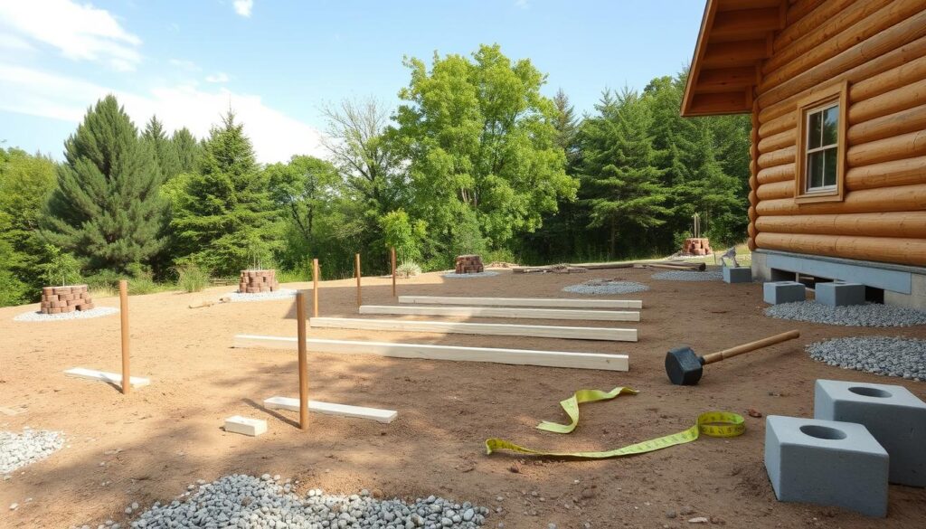 DIY Holzhütte Fundament Vorbereitung
