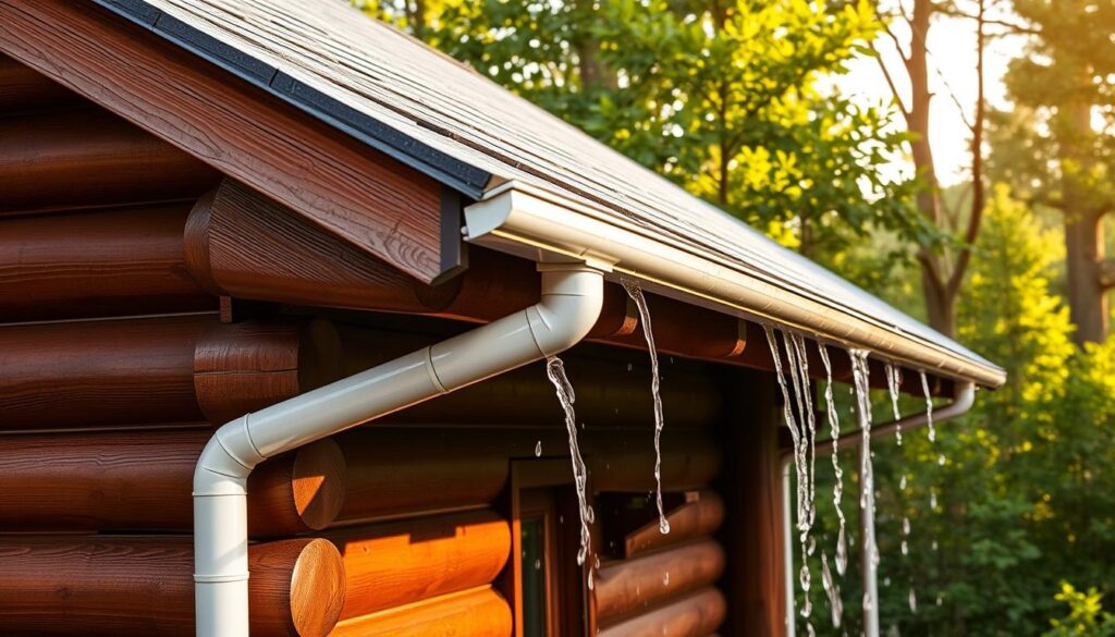 Dachrinnen Installation Holzhütte