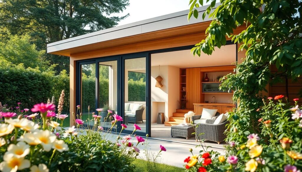 Gartenhaus mit Glas-Schiebetüren Planung