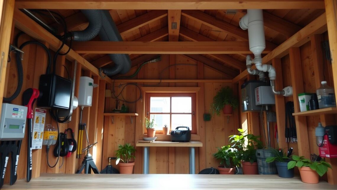 Strom- und Wasseranschluss in der Gartenhütte einrichten