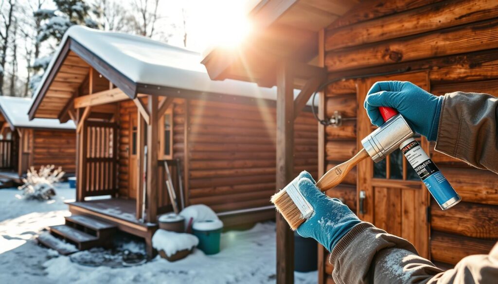 Wartung von winterfesten Holz-Hütten